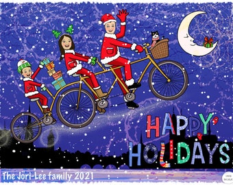 Custom Family Portrait Holiday Cards, Personalized Christmas Cards