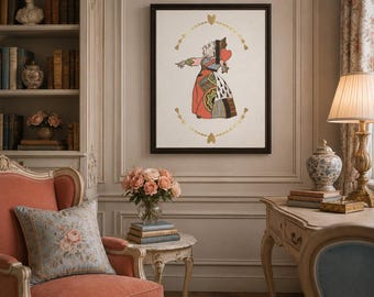 Queen of Hearts Canvas Print, Alice in Wonderland Wall Art, Framed