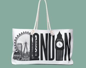 London Cityscape Weekender Bag, Travel Tote