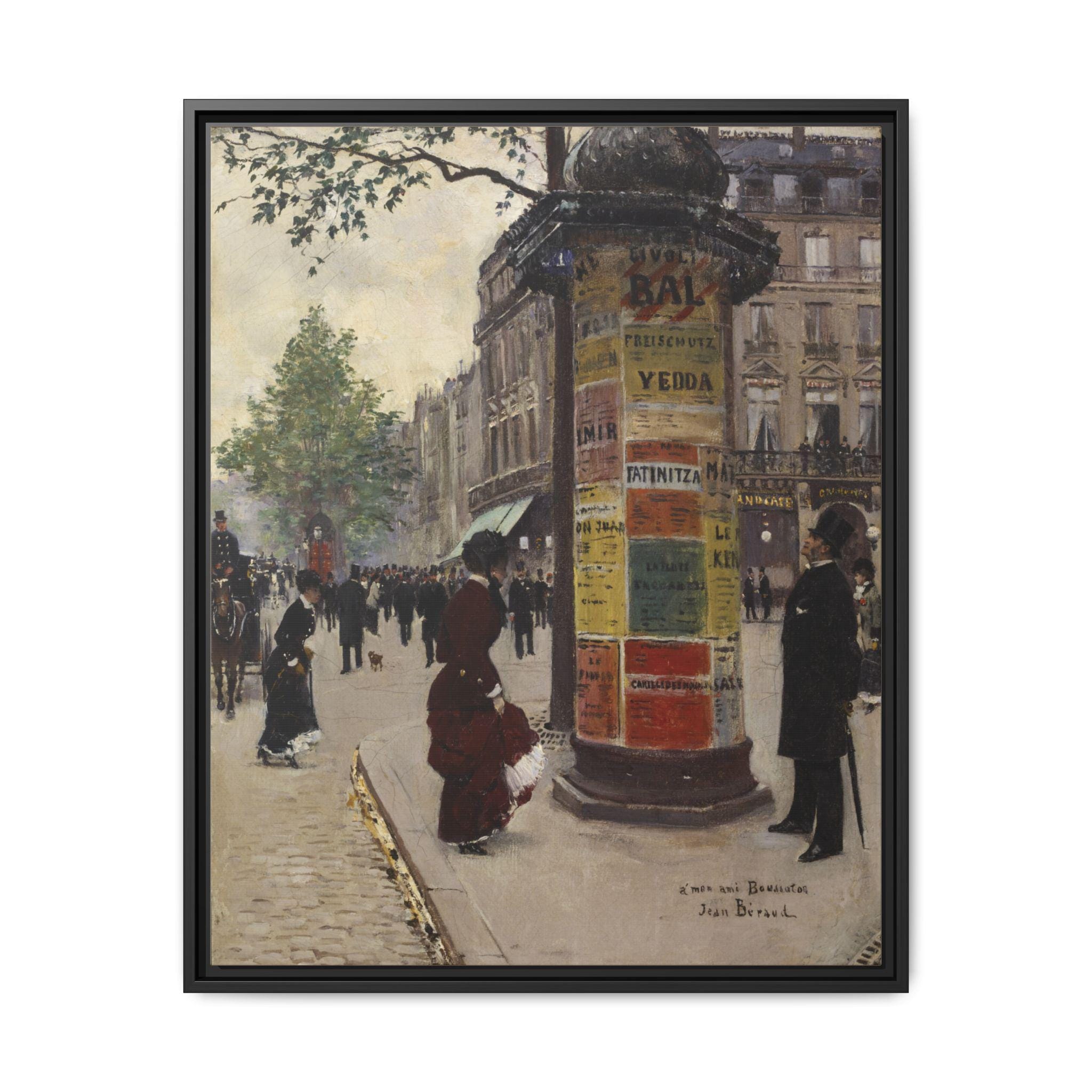 Paris Kiosk Canvas Print, Jean Beraud 1880, French Art Decor