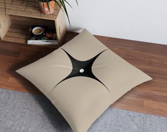 Mid-Century Starburst Tufted Floor Pillow, Square | Retro Geometric Cushion