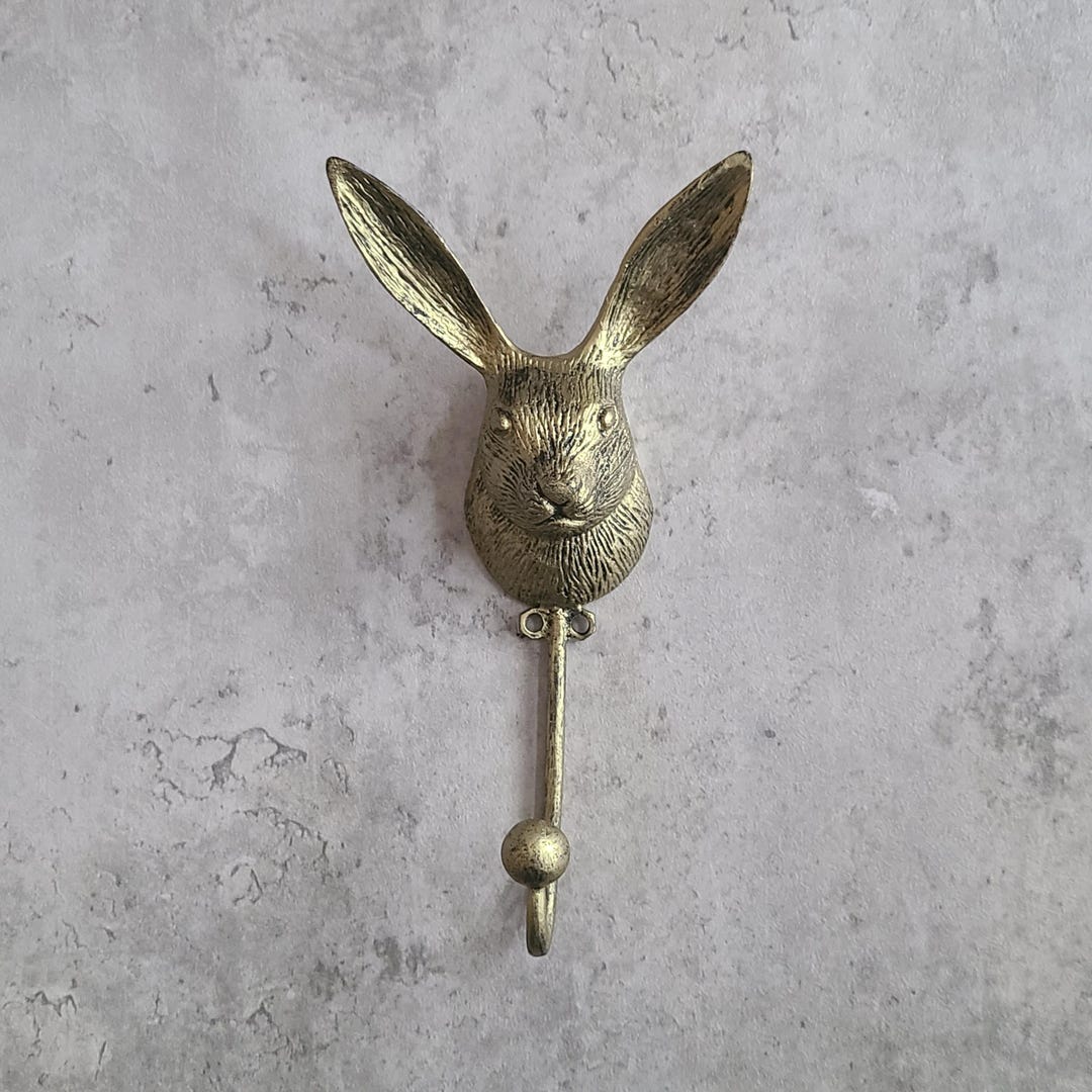 Cast Pewter Rabbit Wall Hook W/ Gold Patina - Etsy