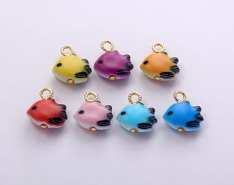Multi-color Ceramic Goldfish Charms,Painting Porcelain Cute Swimming Little Goldfish Pendant Necklace Earrings,for DIY Jewelry Making Supply