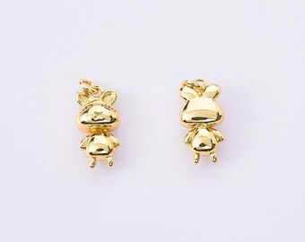 Charms ours sombres de dessin animé mignon rempli d'or 18 carats, boucles d'oreilles collier pendentif ours sombre en laiton, pour bricolage simple offre de fabrication de bijoux offre spéciale