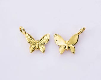 18K Gold überzogene minimalistische Goldglatte Insektenschmetterlings-Charms, nette kleine Schmetterlings-hängende Halsketten-Ohrringe, für DIY Schmuckherstellungs-Versorgungsmaterial