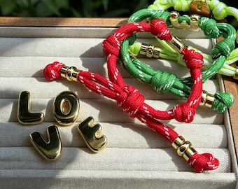 1 Pcs Gold Color 26 English Letters Charm Handmade Adjustable Knotted Bracelet Men Women Couple Custom Jewelry