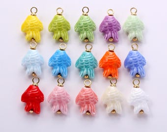 Ceramic Fish Charms,Multi-color Porcelain Marine Animals Cute Lifelike Little Fish Pendant Necklace Earrings,for DIY Jewelry Making Supply
