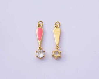 18K Gold Filled Exquisite Enamel CZ Exclamation Mark Charms,Exclamation Mark Pendant Bracelet Necklace Earrings DIY Jewelry Making Supply