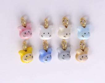 Mehrfarbige Keramik Tier Katze Charms, Porzellan entzückende kleine Katze Anhänger Halskette Armband Ohrringe, für DIY Schmuckherstellung Versorgung