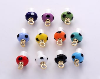 Multi-color Ceramic Mushroom Charms,Handmade Porcelain Cute Cartoon Fungus Mushroom Pendant Necklace Earrings,for DIY Jewelry Making Supply