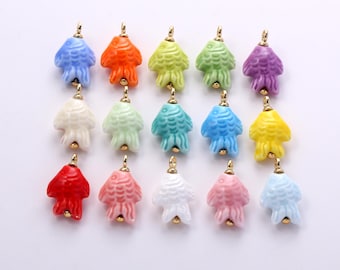 Multi-color Ceramic Fish Charms,Minimalist Style Porcelain Cartoon Cute Little Fish Pendant Necklace Earrings,for DIY Jewelry Making Supply