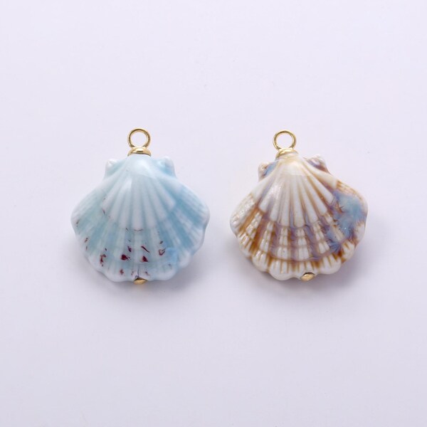 Multi-color Ceramic Shell Charms,Ceramic Porcelain Summer Beach Scalloped Shell Pendant Necklace Earrings,for DIY Jewelry Making Supply