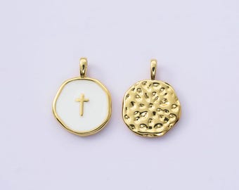 18K Gold Filled Minimalist Enamel Belief Cross Charms,Religion Amulet Cross Pendant Bracelet Necklace Earrings,For DIY Jewelry Making Supply