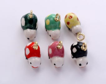 Multi-color Ceramic Little Turtle Charms,Porcelain Marine Animals Cute Little Turtle Pendant Necklace Earrings,for DIY Jewelry Making Supply