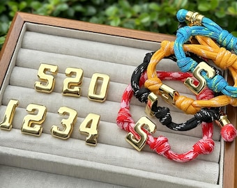 1 Pcs Gold Color Arabic Numerals Charm Handmade Adjustable Knotted Bracelet Men Women Couple Custom Jewelry