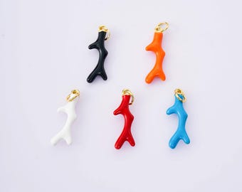 18K Gold Filled Bohemia Rainbow Enamel Marine Coral Charms,Ocean Summer Coral Pendant Necklace Earrings,For DIY Jewelry Making Supply
