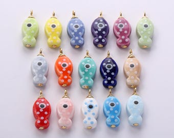 Multi-color Spot Fisch Charms, Malerei Keramik Porzellan Sommer Ozean Tier Spot Fisch Anhänger Halskette Ohrringe DIY Schmuckherstellung Versorgung