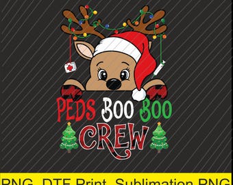 Reindeer PEDS Boo Boo Crew Pediatric Nurse Christmas Png | Digital Download | DTF Print