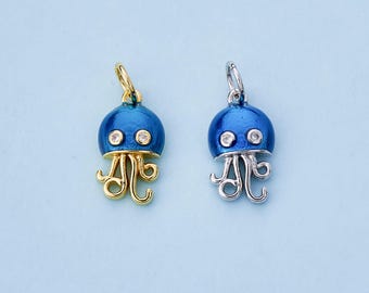 Jellyfish Charm,18K Gold Filled Marine Beach Ocean Enamel Jellyfish Pendant Bracelet Necklace Earring,for DIY Inspired Jewelry Making Supply