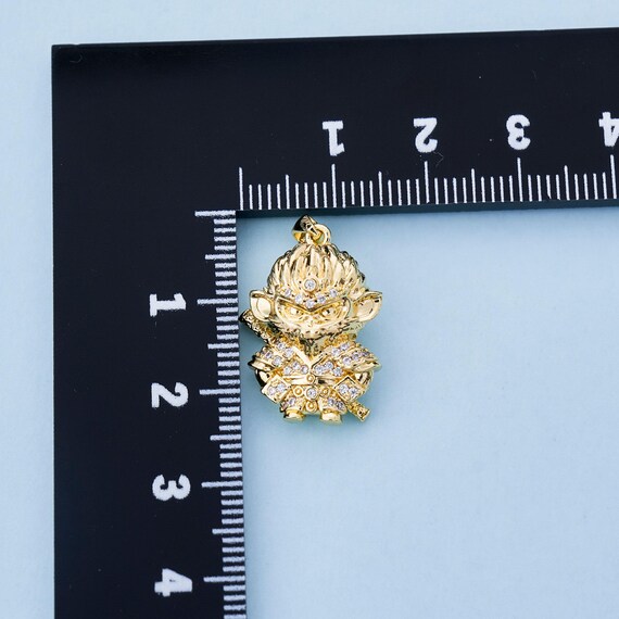 Monkey King Charm,18k Gold Filled Mythological Wukong CZ Fighting