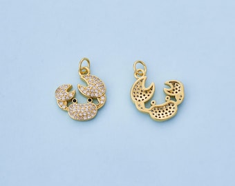 Crab Charm,18K Gold Filled Delicate Under The Sea Ocean Marine Life Crab Pendant Bracelet Necklace Earring,for DIY Jewelry Making Supply