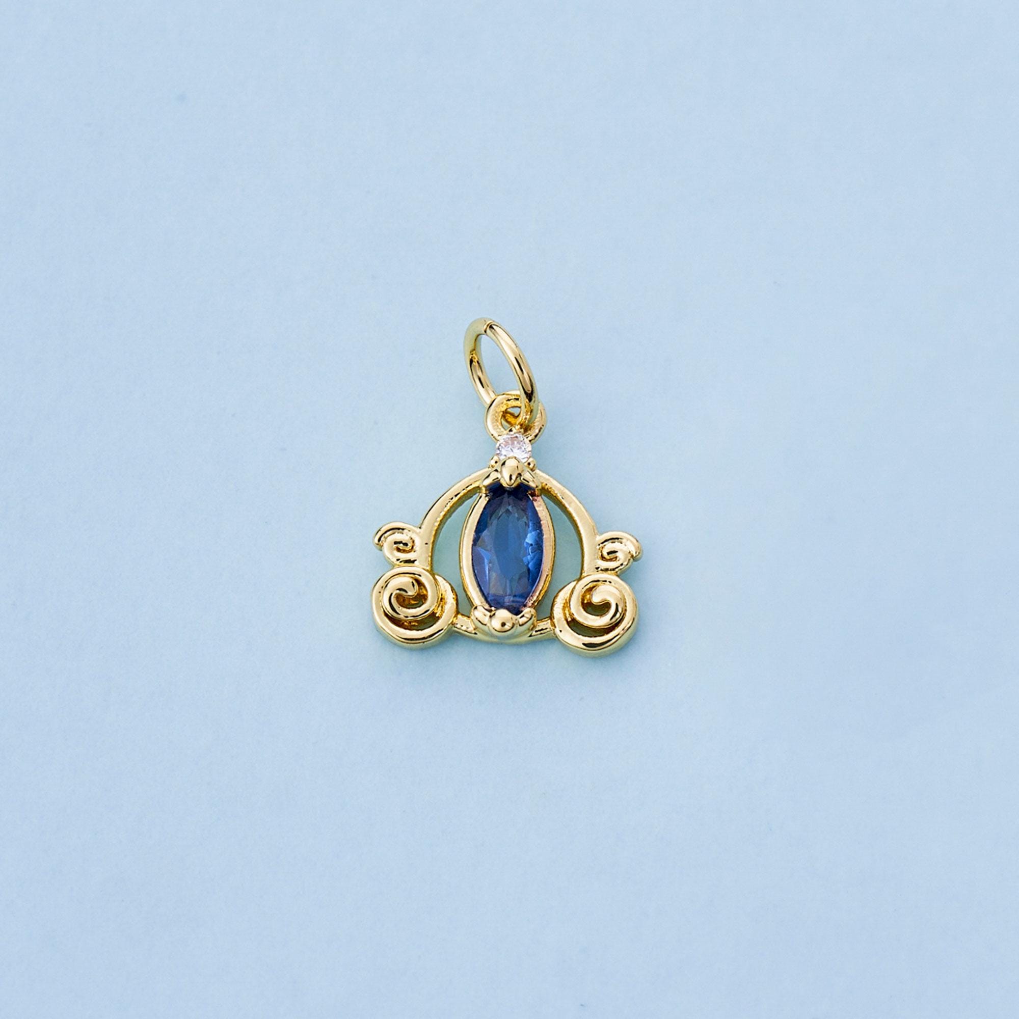 Crown Charm,18k Gold Filled Cute CZ Fairy Tale Theme Pumpkin