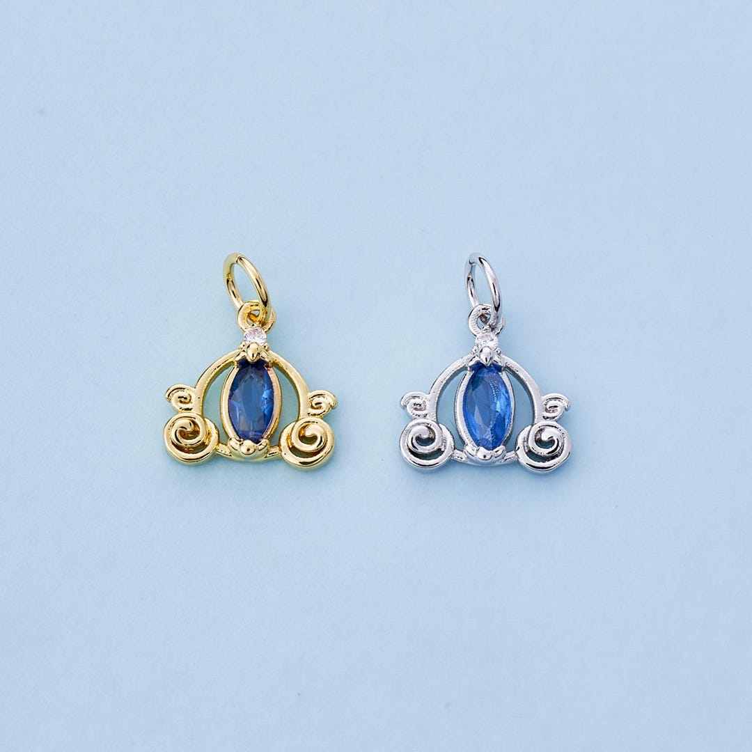 Crown Charm,18k Gold Filled Cute CZ Fairy Tale Theme Pumpkin