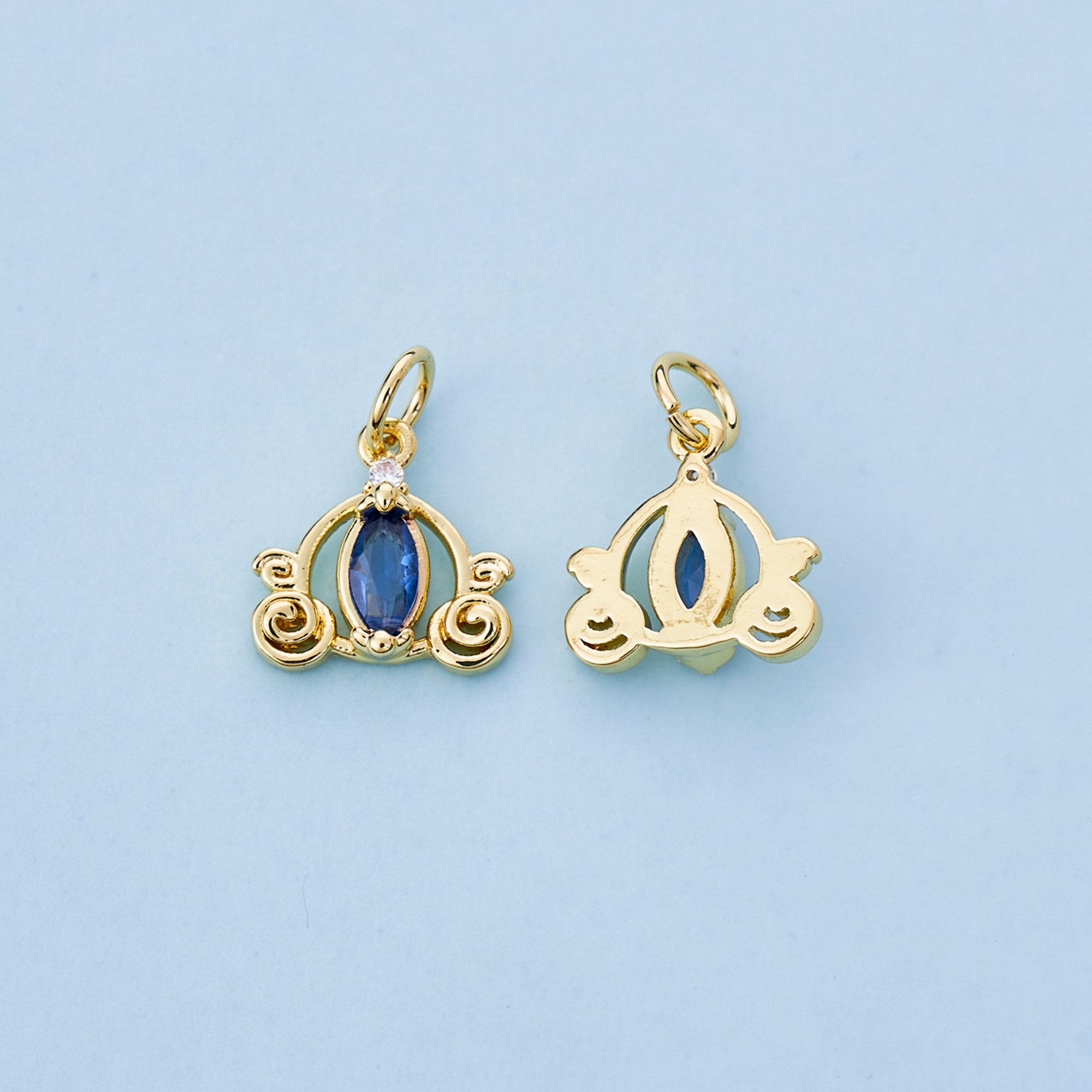 Crown Charm,18k Gold Filled Cute CZ Fairy Tale Theme Pumpkin