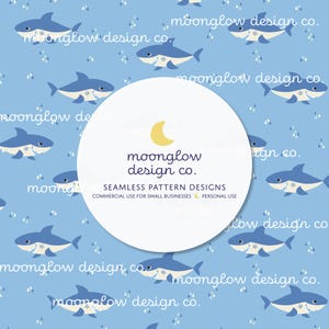 Blåhajar sömlöst mönster: Barntygtryck (digital nedladdning)