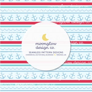 Anchors and Waves Nautical Pattern, Seamless Pattern File, Nautical Background Download, Nautical Stripes Print