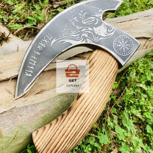 Handmade Viking Pizza Axe: Carbon Steel Blade, Olive Wood Handle