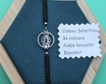 Cowboy Macrame Bracelet: Adjustable Stainless Steel Charm