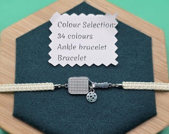Pulseira de Pickleball, Presentes de Pickleball, Joias de Pickleball, Pulseira de Remo de Pickleball, Pingente Ajustável de Aço Inoxidável