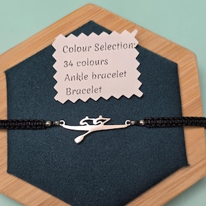 Rowing Oar Macrame Bracelet: Adjustable Stainless Steel Charm