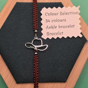 Cowboy Hat Macrame Bracelet: Adjustable Stainless Steel Charm