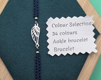 Angel Wings Bracelet, Friend-Mother-Family Angel Bracelet Gift, Angel Guard Bracelet, Adjustable Macrame Anklet Bracelet