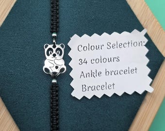 Pulsera de panda, pulsera de oso panda, pulsera de vida silvestre, pulsera para amantes de los pandas, pulsera de cordón ajustable - Tobillera