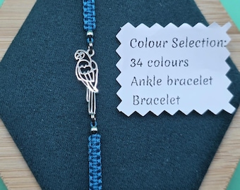 Parrot Bracelet, Parrot Jewellery, Bird Gift, Bird Lover Gift,  Adjustable Stainless Steel Charm