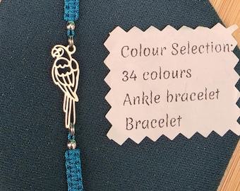 Parrot Bracelet, Parrot Jewellery, Bird Gift, Bird Lover Gift,  Adjustable Stainless Steel Charm