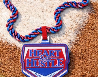 Heart & Hustle Baseball Hype Chain | Player Award Chain | Custom Team Colors | Dugout MVP Chain | Baseball Celebration Necklace
