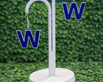 Fly the W Chicago Baseball Earrings | Lightweight Sports Earrings | Game Day Jewelry | Cubs Fan Earrings | Handmade Team Accessories