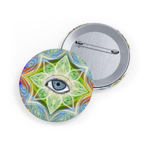 Mystical Eye Round Pins | Spiritual Pins, Bohemian Accessories, Mandala Art, Festival Gear, Unique Gifts