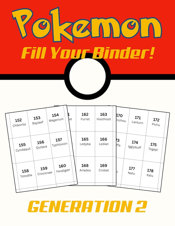 Pokemon TCG | Pokedex Filler Cards | GEN 2 | Fill Your Binder! - Etsy Pokemon TCG | Pokedex Filler Cards | GEN 2 | Fill Your Binder! - Etsy