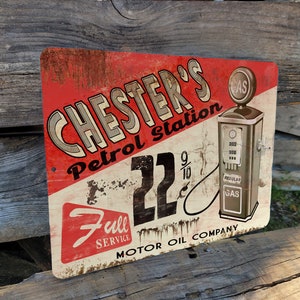 Personalized Custom Your Name Petrol Station Metal Sign 9"x12" Garage Bar Man Cave Game Room Wall Decor Plaque Aluminum Vintage Look Style