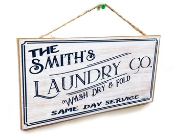 Personalized "Your Name's" Laundry Co. Rustic Style 5" x 10" Laundry Room  SIGN Plaque Customized Custom