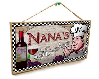 Nana's Kitchen Italian Fat Chef Style 5" x 10" SIGN Wall Plaque