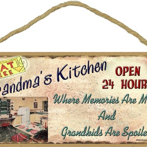 GRANDMA'S Kitchen Where Memories are Made and Grandkids Are Spoiled Grandparent SIGN 5 x 10 Grandmother Wall Plaque image 1
