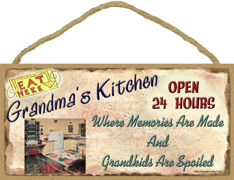 GRANDMA'S Kitchen Where Memories are Made and Grandkids Are Spoiled Grandparent SIGN 5 x 10 Grandmother Wall Plaque image 1