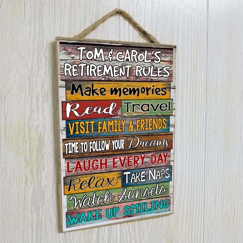 Personalized Custom RETIREMENT RULES Sign 7x10.5 | Etsy