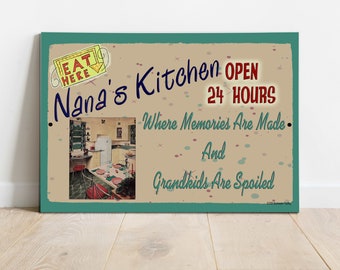 NANA'S Kitchen Where Memories are Made and Grandkids Are Spoiled Grandparent SIGN 9" x 12" Grandmother Metal Sign Wall Plaque